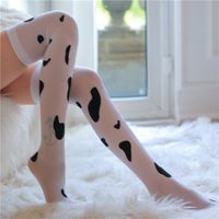Cow Pattern Print Long Tube Over The Knee Stockings sku image 1