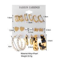 Vintage Style C-shaped Leopard Print Heart Pearl Alloy Earrings main image 5