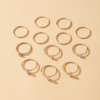 New Style Creative Circle Inlaid Crystal Alloy Open Ring 12-piece Set main image 3