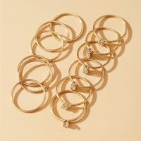 New Style Creative Circle Inlaid Crystal Alloy Open Ring 12-piece Set main image 2