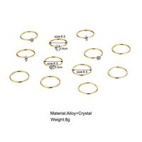 New Style Creative Circle Inlaid Crystal Alloy Open Ring 12-piece Set main image 6
