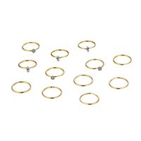 New Style Creative Circle Inlaid Crystal Alloy Open Ring 12-piece Set main image 5