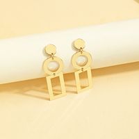 Fashion Simple Hollow Out Stitching Geometric Round Square Alloy Earrings main image 3