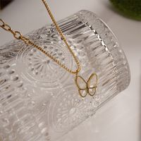 New Style Titanium Steel Butterfly Stitching Chain Double-layer Frosted Necklace main image 3