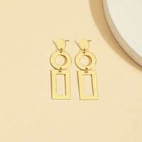 Fashion Simple Hollow Out Stitching Geometric Round Square Alloy Earrings main image 2