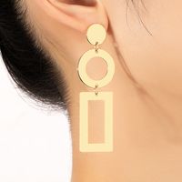 Fashion Simple Hollow Out Stitching Geometric Round Square Alloy Earrings main image 1