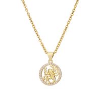 Fashion Twelve Constellation Copper Inlaid Zircon Gold Plated Stainless Steel Pendant Necklace main image 5