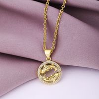 Fashion Twelve Constellation Copper Inlaid Zircon Gold Plated Stainless Steel Pendant Necklace sku image 11