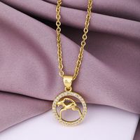 Fashion Twelve Constellation Copper Inlaid Zircon Gold Plated Stainless Steel Pendant Necklace sku image 10