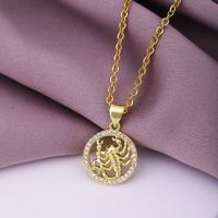 Fashion Twelve Constellation Copper Inlaid Zircon Gold Plated Stainless Steel Pendant Necklace sku image 8