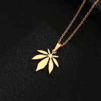 Fashion Simple Maple Leaf Pendant Retro Titanium Steel Necklace sku image 2