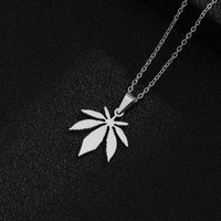 Fashion Simple Maple Leaf Pendant Retro Titanium Steel Necklace sku image 1