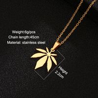 Fashion Simple Maple Leaf Pendant Retro Titanium Steel Necklace main image 4