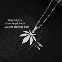 Fashion Simple Maple Leaf Pendant Retro Titanium Steel Necklace main image 3