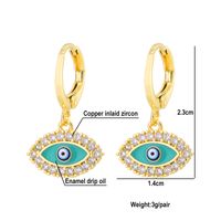 Fashion Oil Dripping Evil Eyes Copper Inlaid Zircon Plated 18k Real Gold Geometric Earrings main image 4