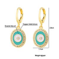 Fashion Oil Dripping Evil Eyes Copper Inlaid Zircon Plated 18k Real Gold Geometric Earrings main image 3