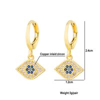 Fashion Oil Dripping Evil Eyes Copper Inlaid Zircon Plated 18k Real Gold Geometric Earrings main image 2