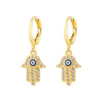Fashion Oil Dripping Evil Eyes Copper Inlaid Zircon Plated 18k Real Gold Geometric Earrings sku image 5