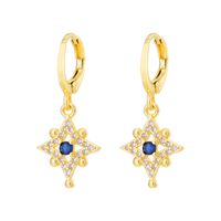 Fashion Oil Dripping Evil Eyes Copper Inlaid Zircon Plated 18k Real Gold Geometric Earrings sku image 2