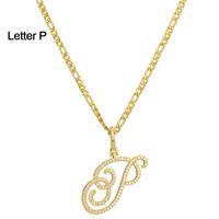 Mode Lettre Acier Inoxydable 304 Le Cuivre Placage Zircon Plaqué Or 18K Femmes Collier sku image 14