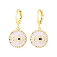 Fashion Inlaid Zircon Female Copper Plating 18k Real Gold Dripping Oil Evil Eyes Earrings main image 5