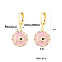 Fashion Inlaid Zircon Female Copper Plating 18k Real Gold Dripping Oil Evil Eyes Earrings main image 2