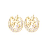 Fashion Simple Geometric Inlaid Zircon Star Ear Studs Copper Plating 18k Real Gold Earring main image 2