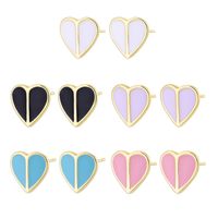 Fashion Simple Enamel Dripping Heart-shaped Copper Ear Stud Earrings main image 5