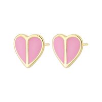 Fashion Simple Enamel Dripping Heart-shaped Copper Ear Stud Earrings sku image 1