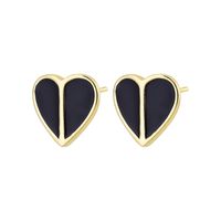 Fashion Simple Enamel Dripping Heart-shaped Copper Ear Stud Earrings sku image 2
