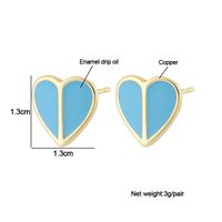 Fashion Simple Enamel Dripping Heart-shaped Copper Ear Stud Earrings main image 3