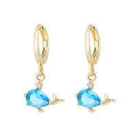 Fashion Cute Fish And Shrimp Eardrop Inlaid Zircon Geometric Copper Earrings main image 2