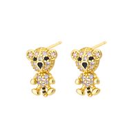 Fashion Cute Little Tiger Inlaid Zircon Copper  Drop Oil  Ear Stud Earrings sku image 3