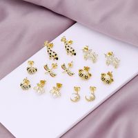 New Fashion Simple Animal Star Copper Inlaid Zircon Ear Stud Earrings main image 6