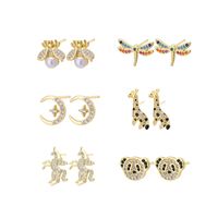 New Fashion Simple Animal Star Copper Inlaid Zircon Ear Stud Earrings main image 4