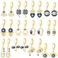 Fashion Creative Dripping Evil Blue Eyes Copper Inlaid Zircon Plated 18k Real Gold Earrings main image 1