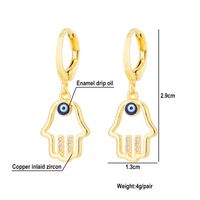 Fashion Creative Dripping Evil Blue Eyes Copper Inlaid Zircon Plated 18k Real Gold Earrings main image 5