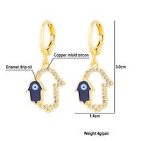 Fashion Creative Dripping Evil Blue Eyes Copper Inlaid Zircon Plated 18k Real Gold Earrings main image 4