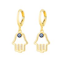 Fashion Creative Dripping Evil Blue Eyes Copper Inlaid Zircon Plated 18k Real Gold Earrings sku image 2