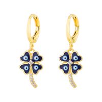 Fashion Creative Dripping Evil Blue Eyes Copper Inlaid Zircon Plated 18k Real Gold Earrings sku image 10