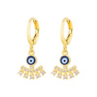 Fashion Creative Dripping Evil Blue Eyes Copper Inlaid Zircon Plated 18k Real Gold Earrings sku image 5