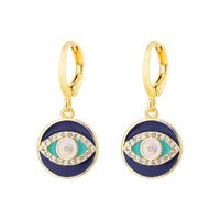 Fashion Creative Dripping Evil Blue Eyes Copper Inlaid Zircon Plated 18k Real Gold Earrings sku image 6