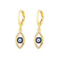 Fashion Creative Dripping Evil Blue Eyes Copper Inlaid Zircon Plated 18k Real Gold Earrings sku image 7