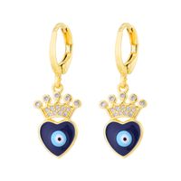 Fashion Creative Dripping Evil Blue Eyes Copper Inlaid Zircon Plated 18k Real Gold Earrings sku image 8