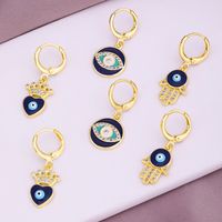 Fashion Creative Dripping Evil Blue Eyes Copper Inlaid Zircon Plated 18k Real Gold Earrings main image 3