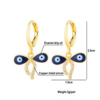 Fashion Creative Dripping Evil Blue Eyes Copper Inlaid Zircon Plated 18k Real Gold Earrings main image 2
