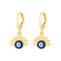 Fashion Creative Dripping Evil Blue Eyes Copper Inlaid Zircon Plated 18k Real Gold Earrings sku image 1