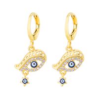 Fashion Creative Dripping Evil Blue Eyes Copper Inlaid Zircon Plated 18k Real Gold Earrings sku image 11