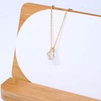 Fashion Simple Inlaid Zircon Letter D Stainless Steel Necklace main image 3