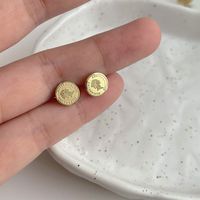 Fashion Geometric Round Brand Portrait Gold Coin Stainless Steel Ear Stud main image 4